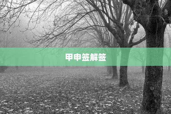 甲申签解签