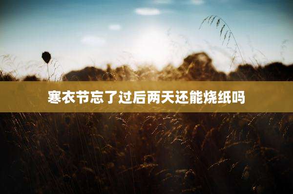 寒衣节忘了过后两天还能烧纸吗