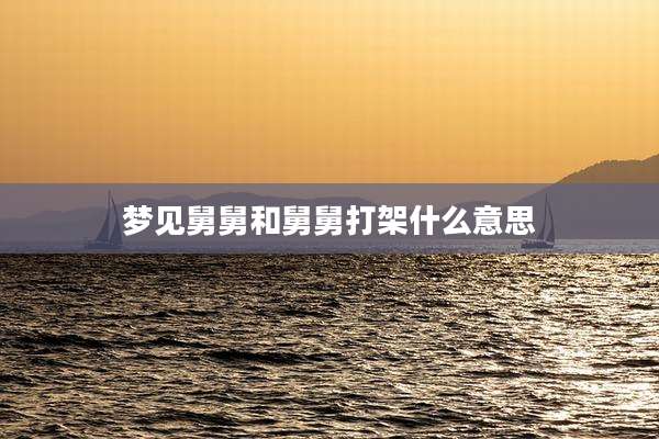 梦见舅舅和舅舅打架什么意思