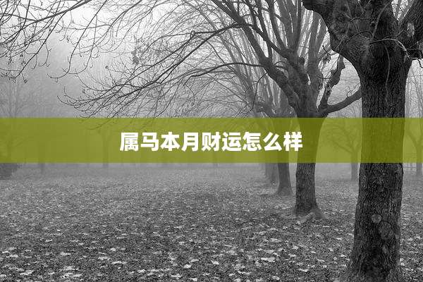 属马本月财运怎么样