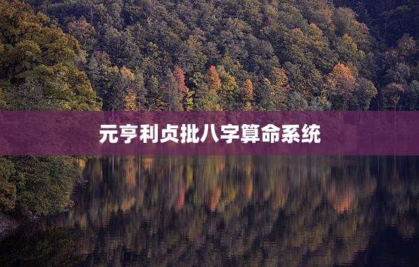 元亨利贞批八字算命系统
