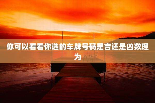 你可以看看你选的车牌号码是吉还是凶数理为