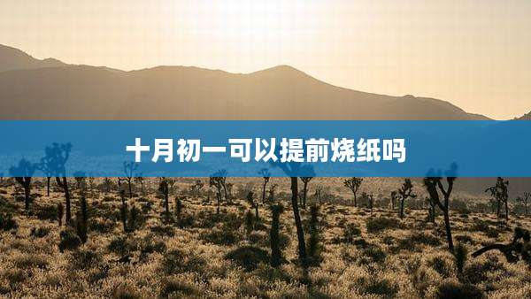 十月初一可以提前烧纸吗