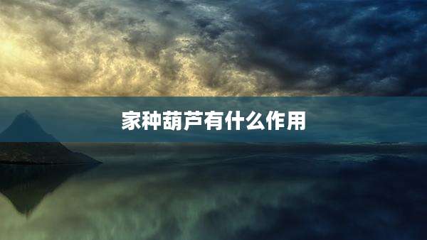 家种葫芦有什么作用