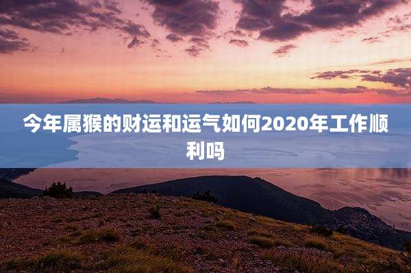今年属猴的财运和运气如何2020年工作顺利吗