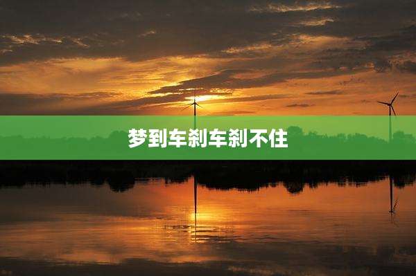 梦到车刹车刹不住