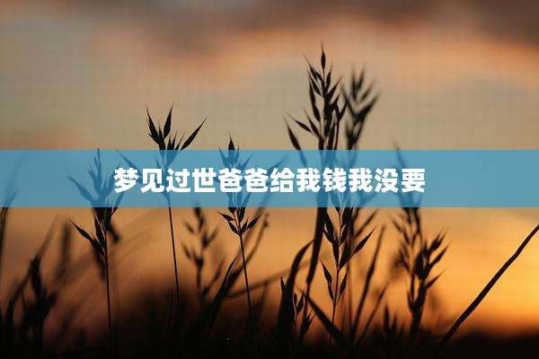梦见过世爸爸给我钱我没要