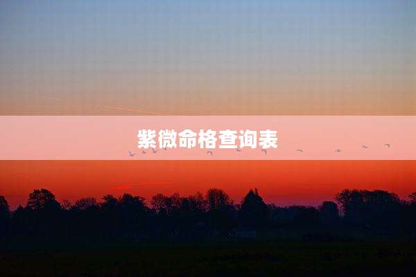 紫微命格查询表