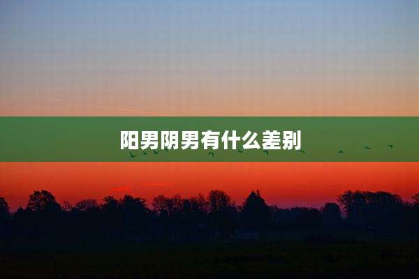 阳男阴男有什么差别