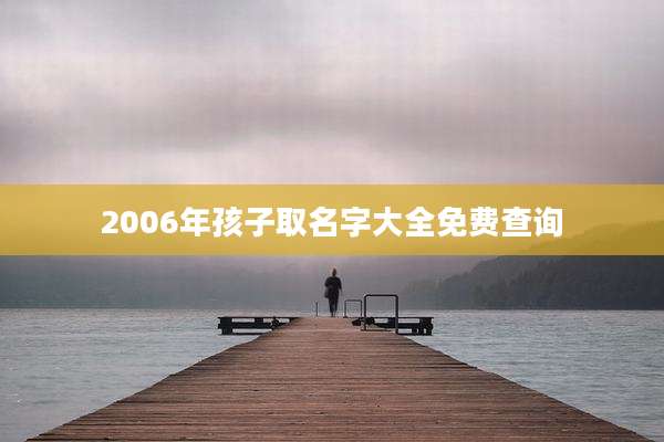 2006年孩子取名字大全免费查询