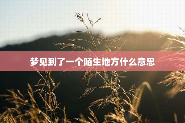 梦见到了一个陌生地方什么意思