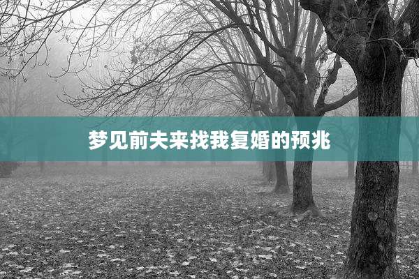 梦见前夫来找我复婚的预兆