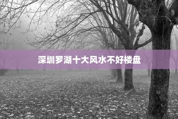 深圳罗湖十大风水不好楼盘