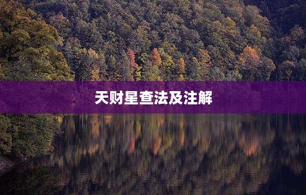 天财星查法及注解