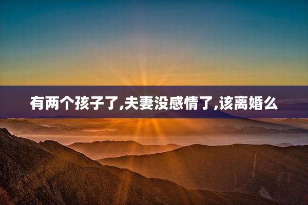有两个孩子了,夫妻没感情了,该离婚么