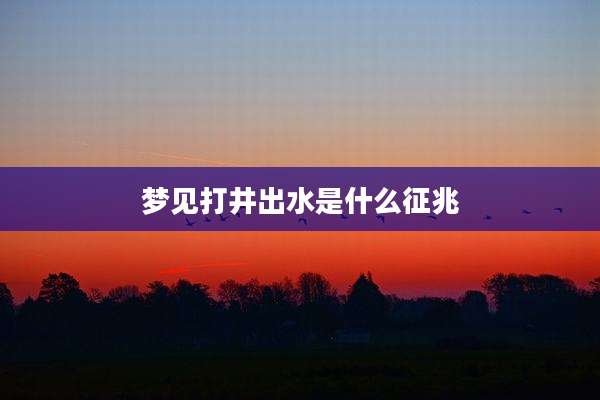 梦见打井出水是什么征兆