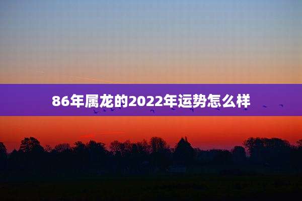 86年属龙的2022年运势怎么样