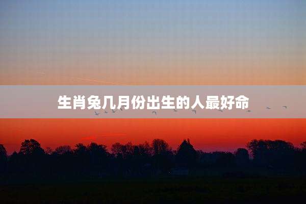 生肖兔几月份出生的人最好命