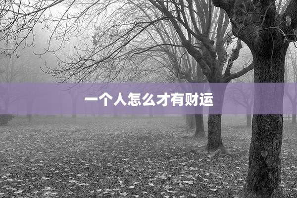 一个人怎么才有财运