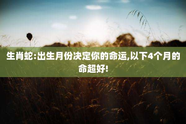 生肖蛇:出生月份决定你的命运,以下4个月的命超好!