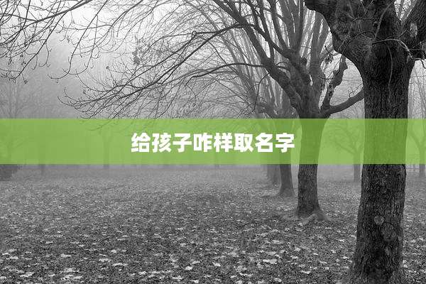 给孩子咋样取名字