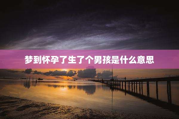 梦到怀孕了生了个男孩是什么意思