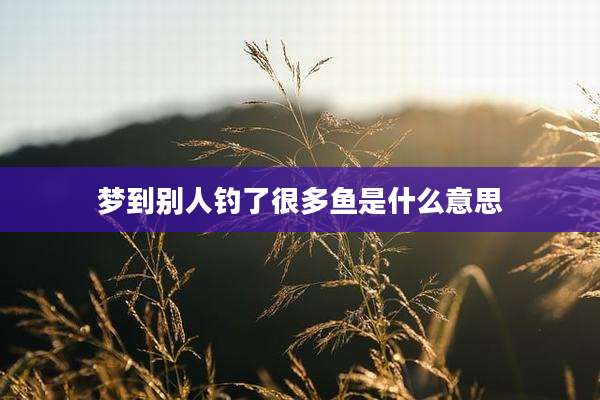 梦到别人钓了很多鱼是什么意思