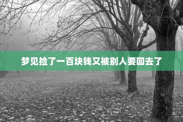 梦见捡了一百块钱又被别人要回去了