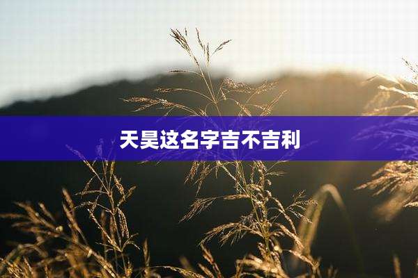 天昊这名字吉不吉利