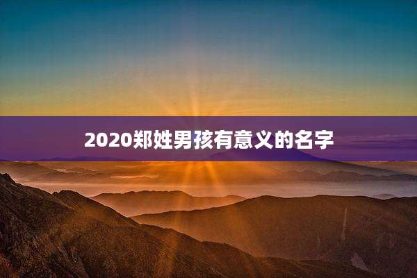 2020郑姓男孩有意义的名字