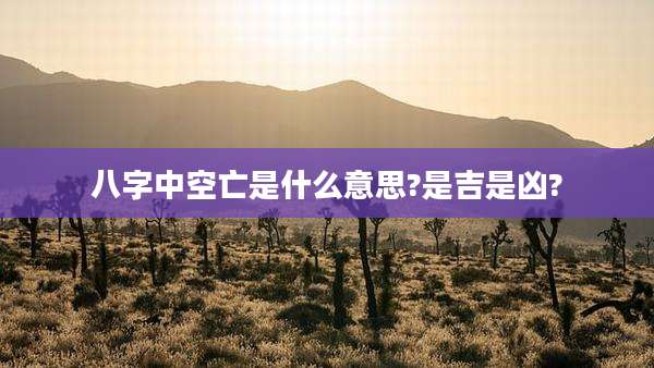 八字中空亡是什么意思?是吉是凶?