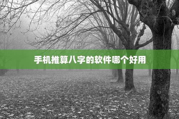 手机推算八字的软件哪个好用