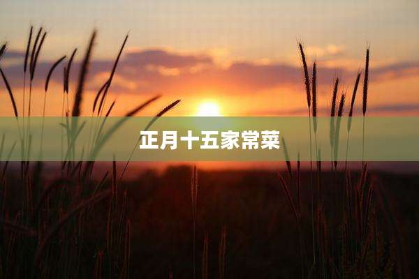 正月十五家常菜