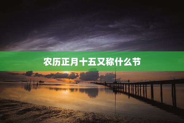 农历正月十五又称什么节