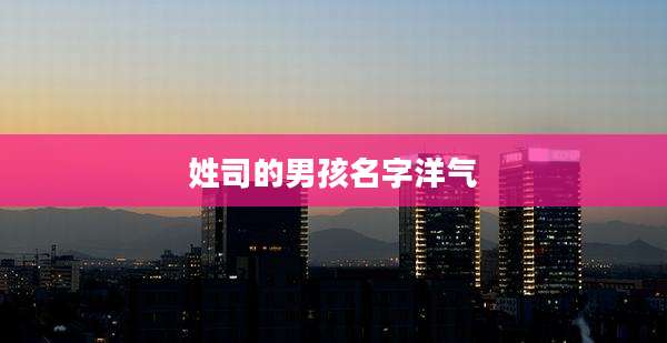 姓司的男孩名字洋气