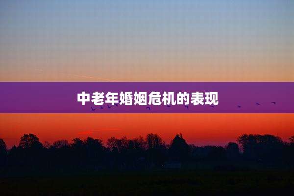 中老年婚姻危机的表现