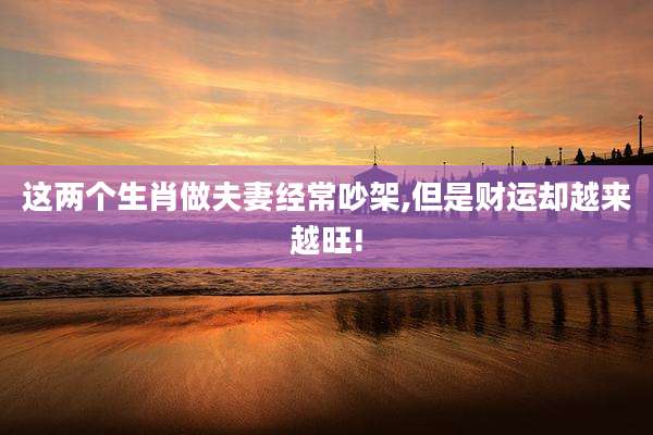 这两个生肖做夫妻经常吵架,但是财运却越来越旺!