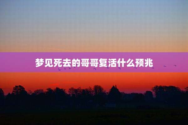 梦见死去的哥哥复活什么预兆