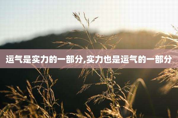 运气是实力的一部分,实力也是运气的一部分
