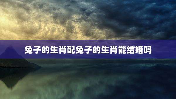 兔子的生肖配兔子的生肖能结婚吗