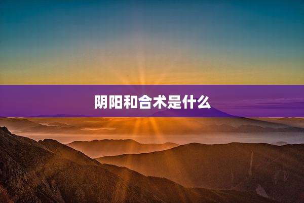 阴阳和合术是什么