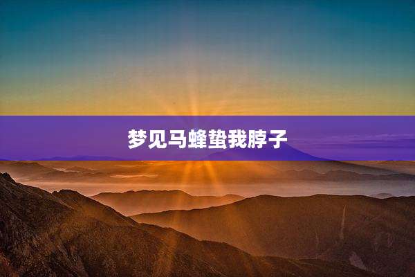 梦见马蜂蛰我脖子