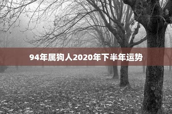 94年属狗人2020年下半年运势