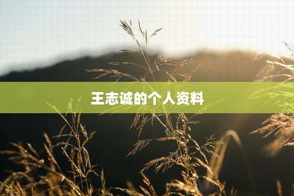 王志诚的个人资料