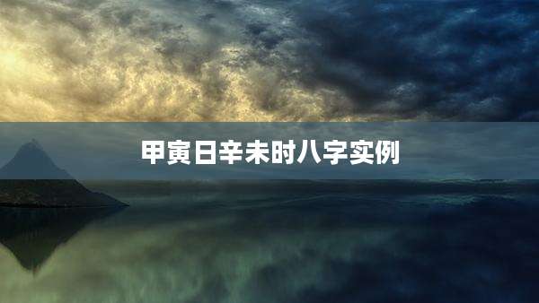 甲寅日辛未时八字实例