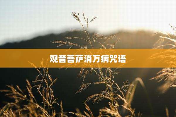 观音菩萨消万病咒语