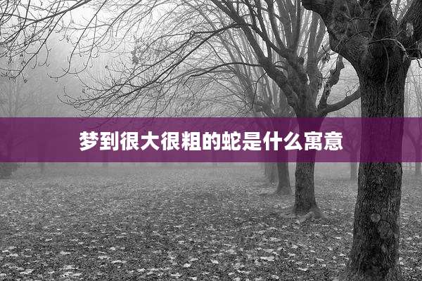 梦到很大很粗的蛇是什么寓意