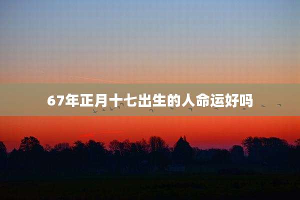 67年正月十七出生的人命运好吗
