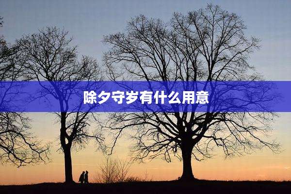 除夕守岁有什么用意