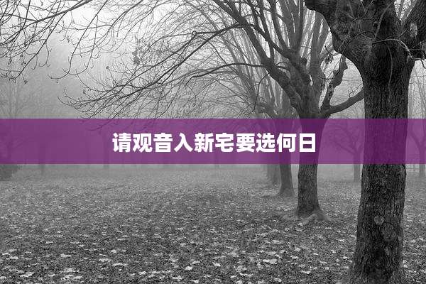 请观音入新宅要选何日